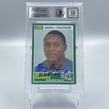 Barry Sanders Signed 1989 Score #257 Rookie Card RC Beckett BAS 10 Auto HOF 04