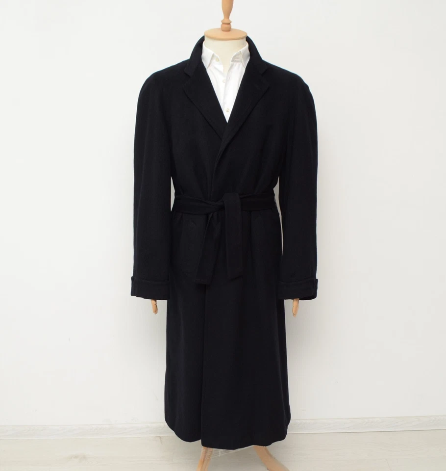 Men's Kiton 100% Cashmere Navy Belted Coat Size 50,US 40 Made in Italy - Image 2 of 4