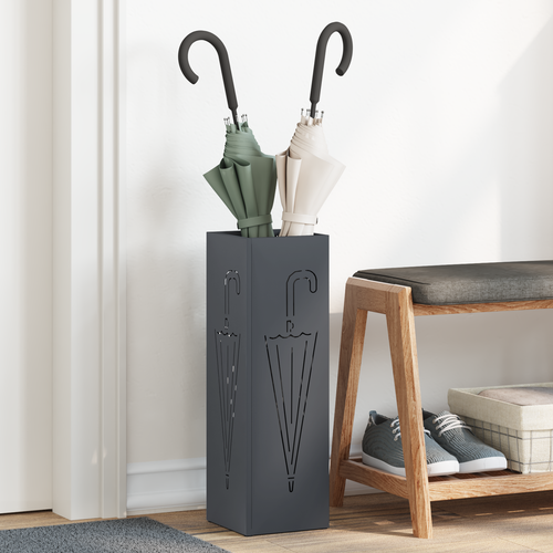 Portaombrelli Magnetico Da Parete Con Regolazione Altezza - Senza Fori - Acciaio Carbonio - Per Hotel E Corridoio - Nero - 2