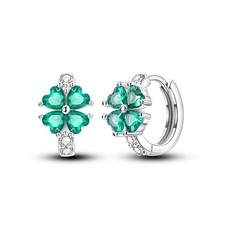 MULA Original Lucky Hoop Earrings Green AAA CZ Women Jewelry 925 Sterling Silver