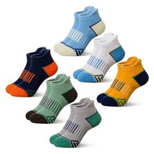 Kids Socks Boys Ankle Athletic Half Cushioned Low 9-14 Years 6 Pairs Mix Color