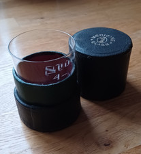 Vintage medicine measuring glass, graduated in spoons, with case