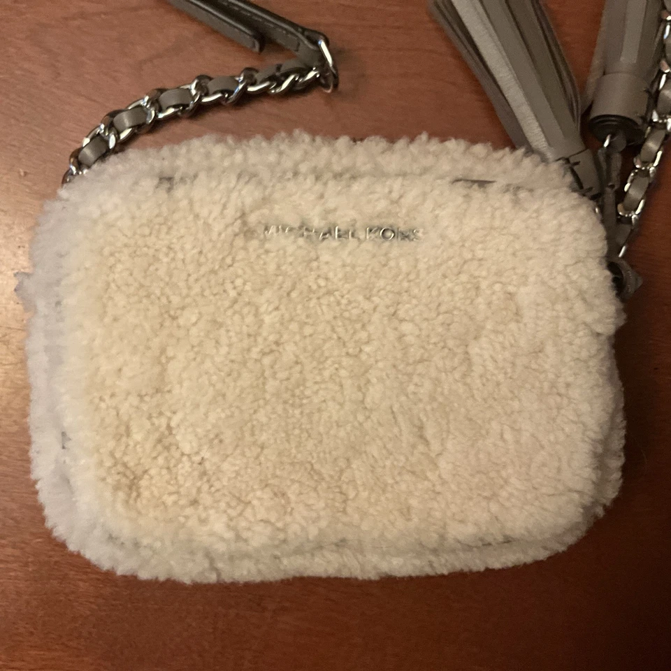 NUEVO MICHAEL KORS JET SET PIEL DE OVEJA NATURAL + CUERO GRIS, BORLA, BANDOLERA  Foto 2 de 4