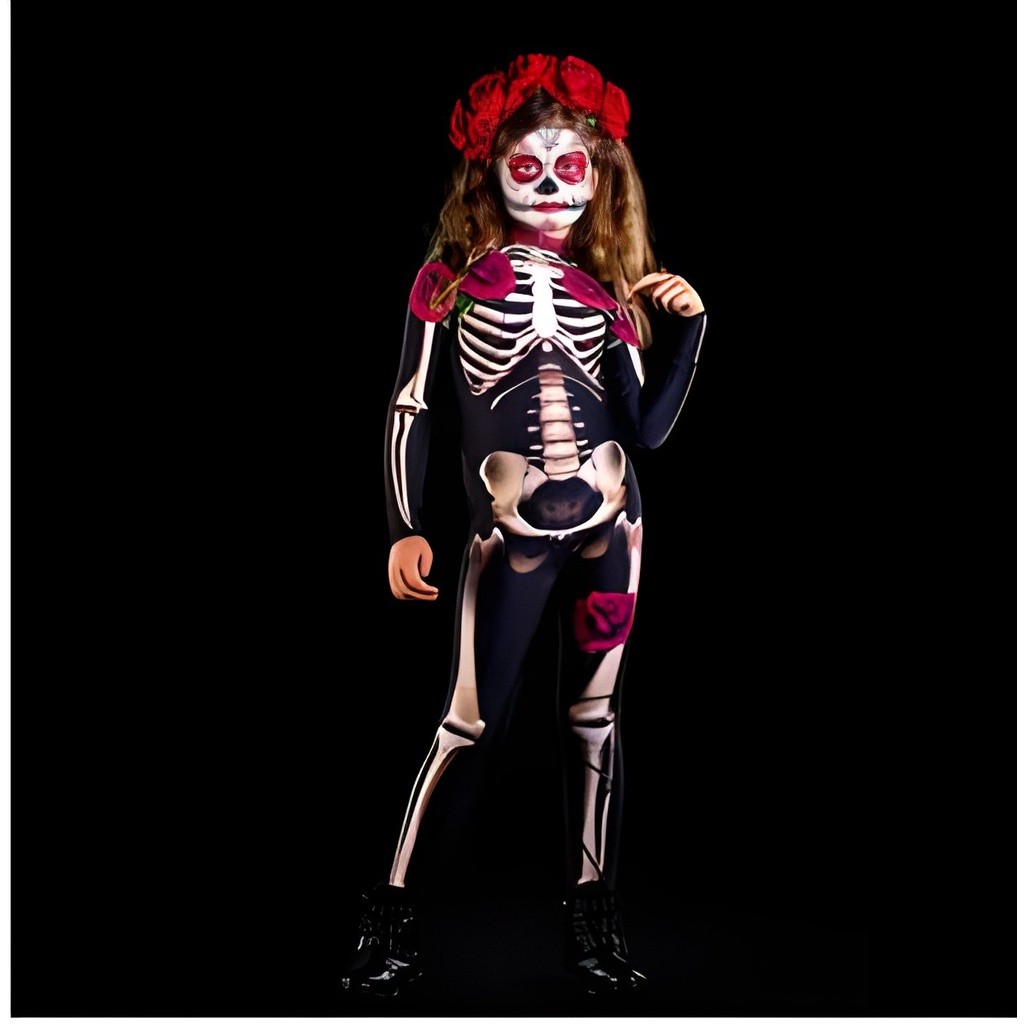Mujeres Halloween Esqueleto Cosplay Body Mono Para Un Look Espeluznante