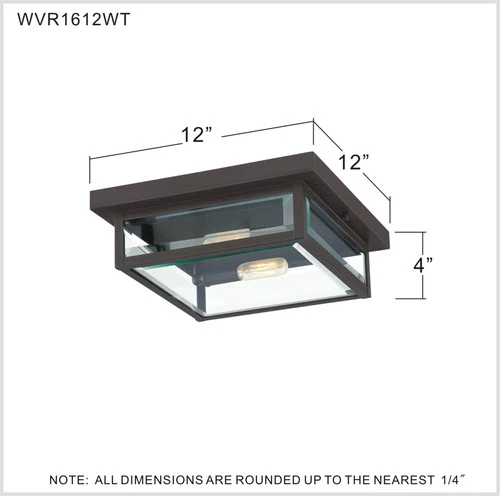 Quoizel WVR1612 Black Westover 2-Light 12"W Outdoor Flush Mount Ceiling Fixture - Picture 4 of 12