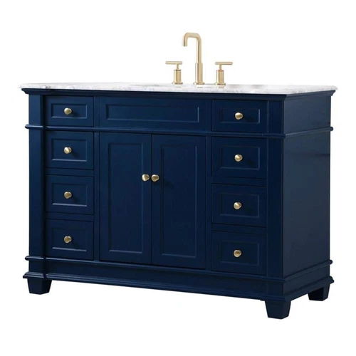 Elegant Decor Wesley 48" Steel and Solid Wood Single Bathroom Vanity Set in Blue - Picture 1 of 8