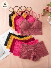 5 piece set: elegant lace bras and vest tops for cheap24