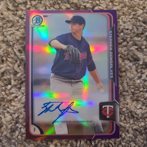 2015 Bowman Chrome Prospects Purple Refractor /250 Stephen Gonsalves Auto Twins