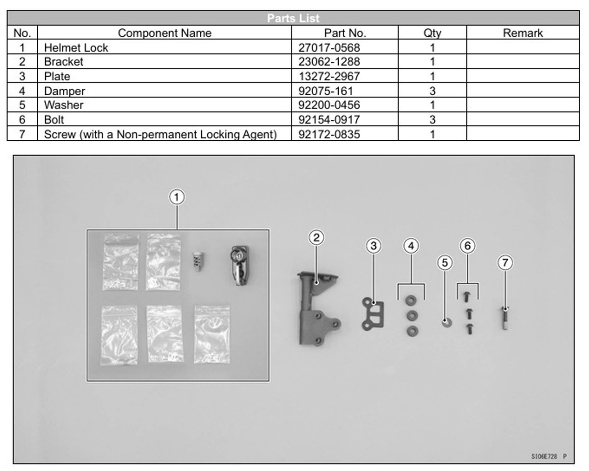 Kawasaki Helmet Lock Kit Z650 Ninja 650 2023+ 99994-1831 | eBay