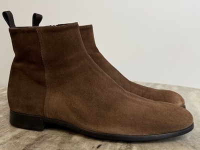 ERMENEGILDO ZEGNA BROWN SUEDE CHELSEA BOOTS SIDE ZIP 9 US  display picture 1