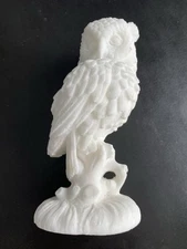 Vintage White Owl Figurine Carved Salt Stone