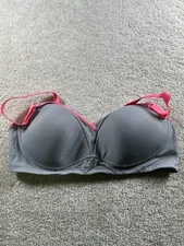 Warners Women's Bra Gray Pink 38B Underwire Nylon Stretch