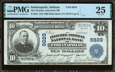 1902 $10 Fletcher American National Bank Indianapolis IN PMG 25 Fr. 601 CH# 9829