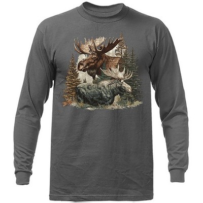 Bull Moose Forest Wildlife Wilderness Nature Outdoor Long Sleeve Shirt