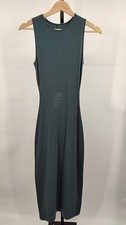 Quince Women Tencel Rib Knit Tank Midi Dress Green Basic Sleeved S