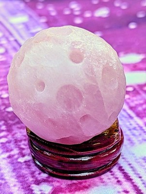 1.5'' Rose Quartz ''Moon'' Sphere   Lunar Textured Crystal