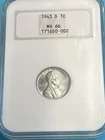 1943-D Lincoln Wheat Small Cent Steel NGC MS66 Old Fatty Soap Box Holder