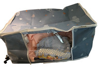 Large capacity clothes storage bag organizer with reinforced handle