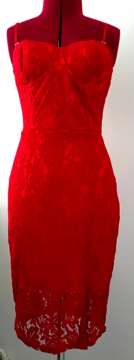 chinese dress ladies The Bailey Fitted Red Dress with Lace Details 2