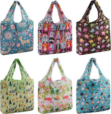 Large Reusable Bags Shopping Washable Foldable 6 Pack Grocery Bags Heavy Best