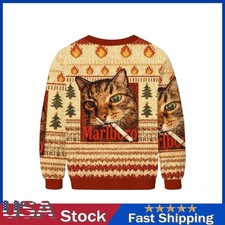 Funny Marlboro Cat Meme Ugly Christmas Sweatshirt for Holiday Party Fans
