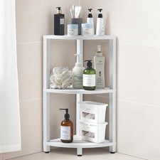 HDPS 3 Tier Floor Standing Corner Shower Caddy Organizer Shelf, Detachable Stool
