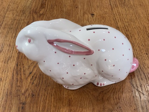 Tiffany & Co Austria Rabbit Bunny White Coin Bank Pink Polkadots Chip No Plug