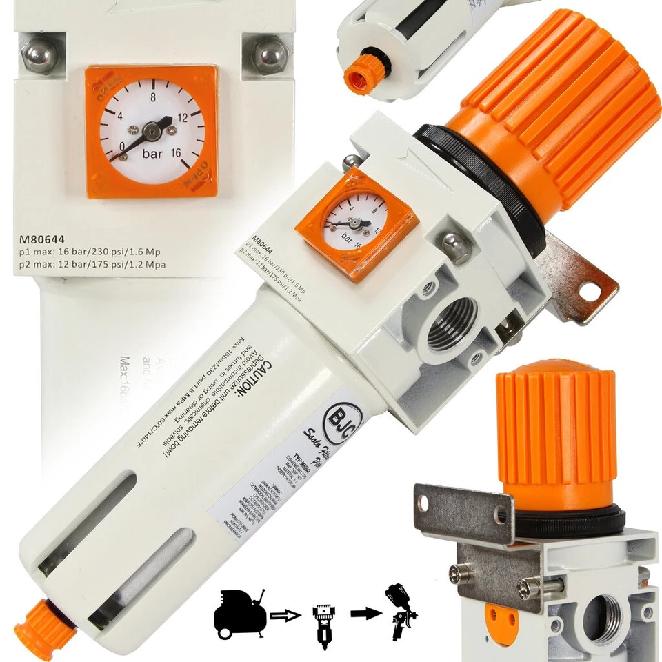 MAR-POL Druckluft Wasserabscheider Regler 1/2" 15bar BJC Filter Einheit