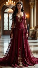 Medieval Princess Long Sleeve Corset Vintage Prom Dress Lace Appliques Dress