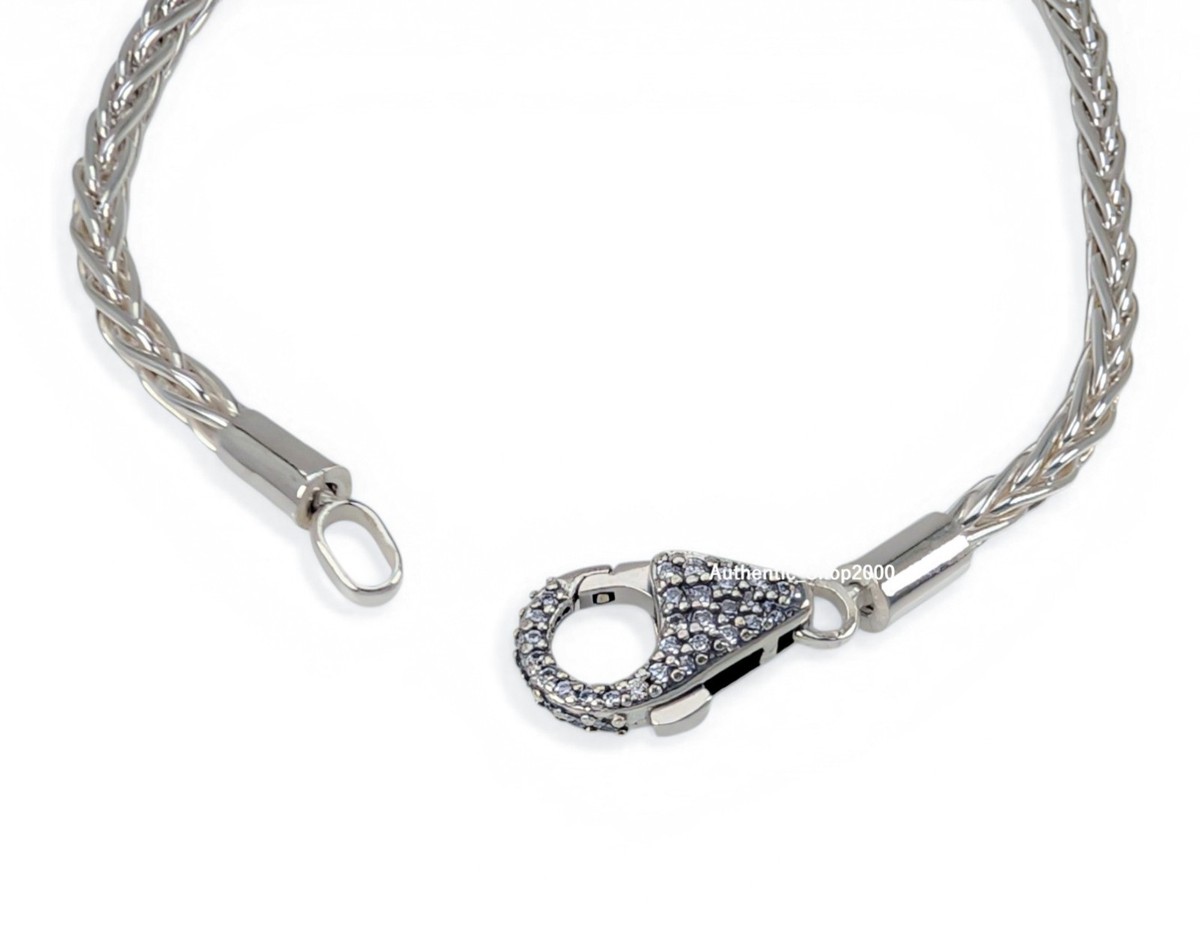 NEW 100% Authentic PANDORA 925 Pave Clasp Foxtail Chain Charm