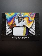 2020 Panini Black Futuristic Relics Silver /50 3 color patch JK Dobbins #F9 RC