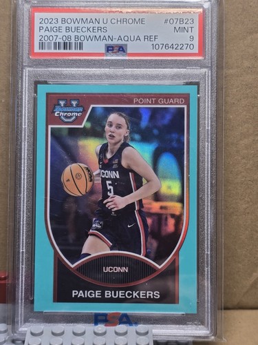 2023 Bowman U Chrome Paige Bueckers 2007-08 Bowman Aqua Ref PSA 9 /150 ROY