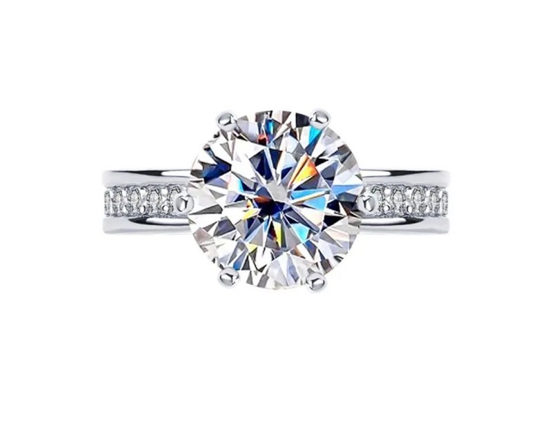 Brilliant 5.0 ctw Round Cut Moissanite Ring – 925 Silver setting – Size 7