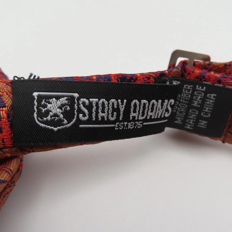 Pajarita Stacy Adams roja azul formal 2,75" de ancho poliéster preatado Foto 3 de 4