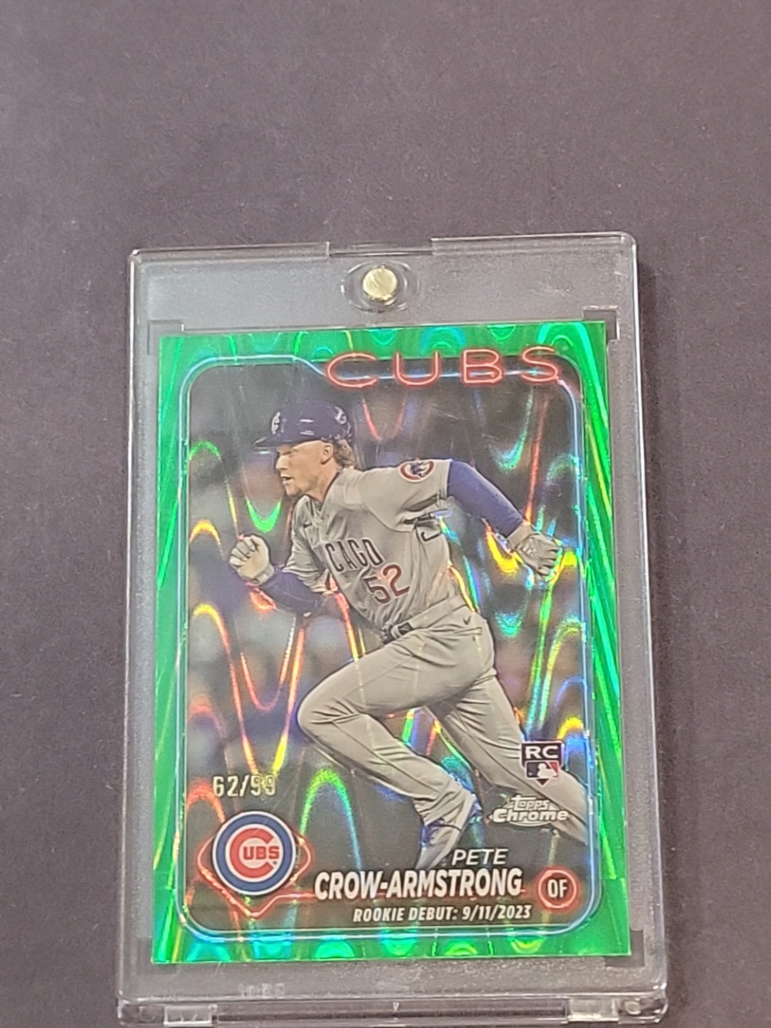 2024 Topps Chrome Update Series RC Debut Pete Crow-Armstrong Green RayWave 62/99