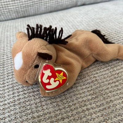 TY Beanie Baby - Derby the Horse - White Star Coarse Mane - Retired 1995 MWMT