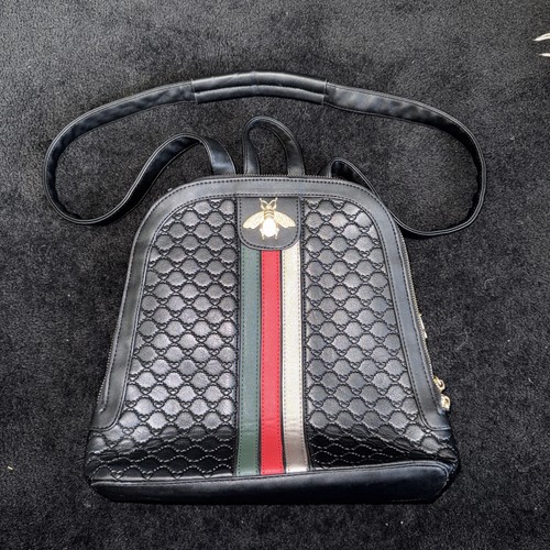 Fashion versatile Backpack Bag designer inspired (black w/bee) (beautiful)