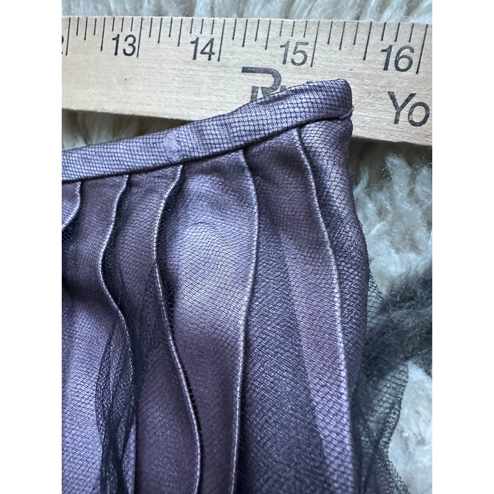 Falda Metálica Plisada Colección Noche St. John Rosa Negro Tutú Rodilla Talla 8 Foto 4 de 4