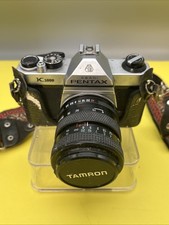 Pentax K1000 35mm SLR Film Camera w Tamron 28-70 mm Lens Untested