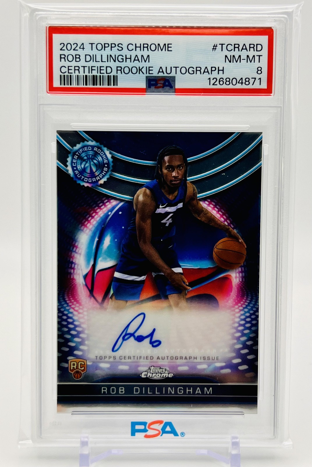 2024-25 Topps Chrome Rob Dillingham Topps Certified Autograph Rookies PSA 8