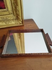 Plateau Vintage Art Déco Miroir en bois années 50/60