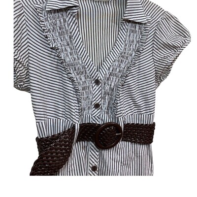 Three Pink Hearts Juniors White and Brown Striped Dress with Belt - Size S Small | eBay Three Pink Hearts Juniors White and Brown Striped Dress with Belt - Size S Small | eBay