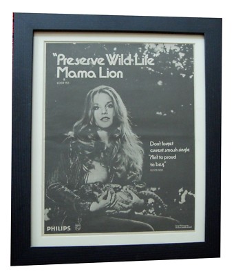 MAMA LION+Preserve Wild Life+RARE ORIGINAL 1972 POSTER+AD+FRAMED+FAST WORLD SHIP