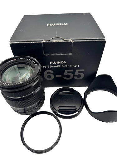 FUJIFILM FUJI XF 16-55mm f/2.8 R LM WR Lens Box Caps Hood Filter Good Condition