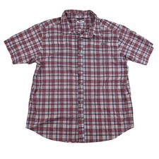 Columbia Men's Regular Fit S/S Button Up Shirt SZ XL Outdoor Stretch Red Plaid