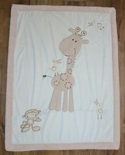 Koala Baby Giraffe Blanket Monkey Bird Plush Sherpa Tan Ribbed Trim