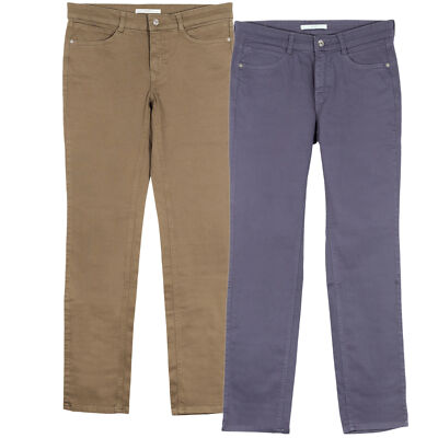 MAC Angela Stretchjeans Slim Fit Straight Leg Damen Denim Grau Khaki 40 42 44 46