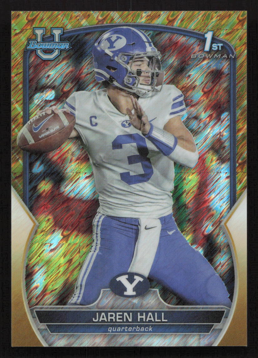 2022 Bowman University Chrome Jaren Hall Gold Shimmer Refractor #/50 #85 Card