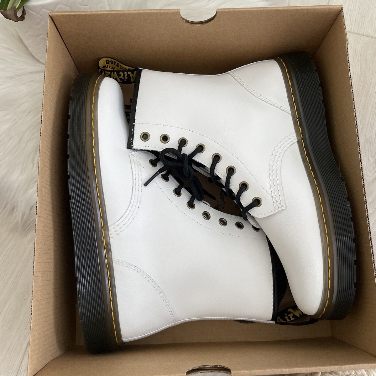 Dr. Martens Zavala White Leather Combat Boot Size 11 | eBay