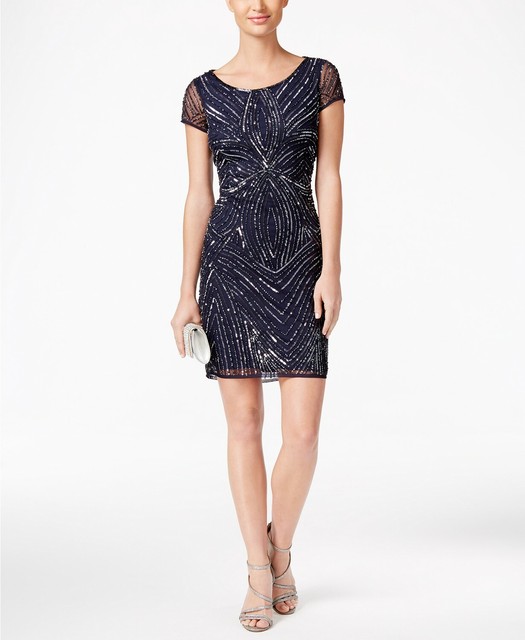 navy sheath cocktail dress